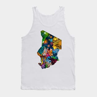 Spirograph Patterned Chad Regions Map Tank Top